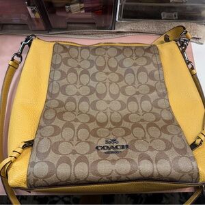 Coach Signature Yellow and Tan Shoulder Bag